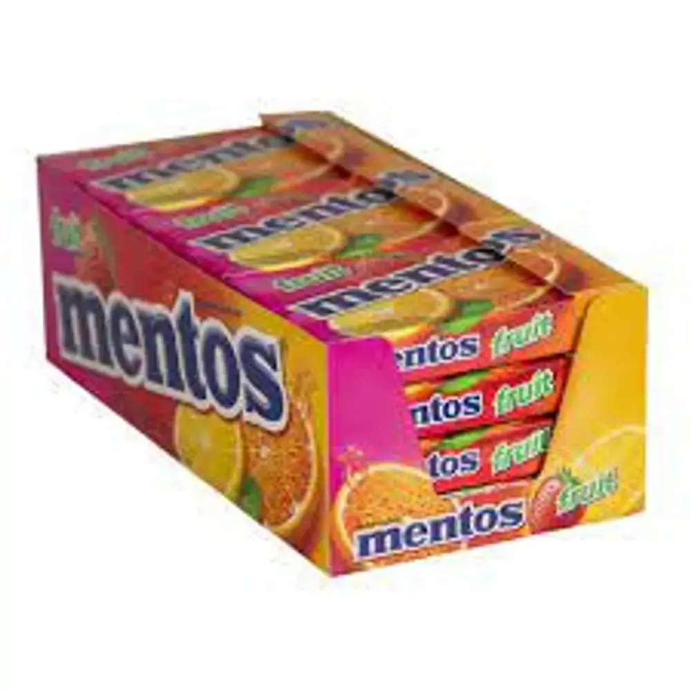 Bala Morango, Laranja E Limão Mentos Fruit Caixa 24,1g 9 Unidades