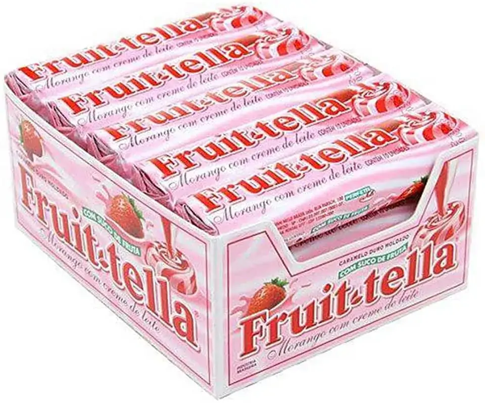 Bala Morango Com Creme De Leite Fruit Tella Caixa 615g 15 Unidades