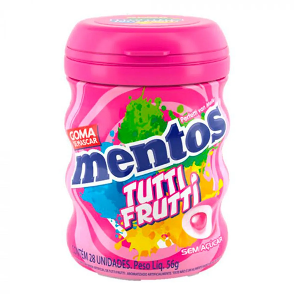 Goma De Mascar Tutti Frutti Zero Açúcar Mentos Pote 56g 28 Unidades