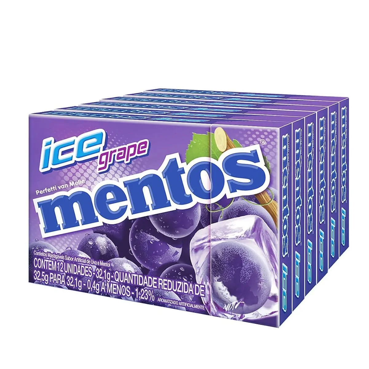 Bala Ice Grape Mentos Caixa 24,1g 9 Unidades