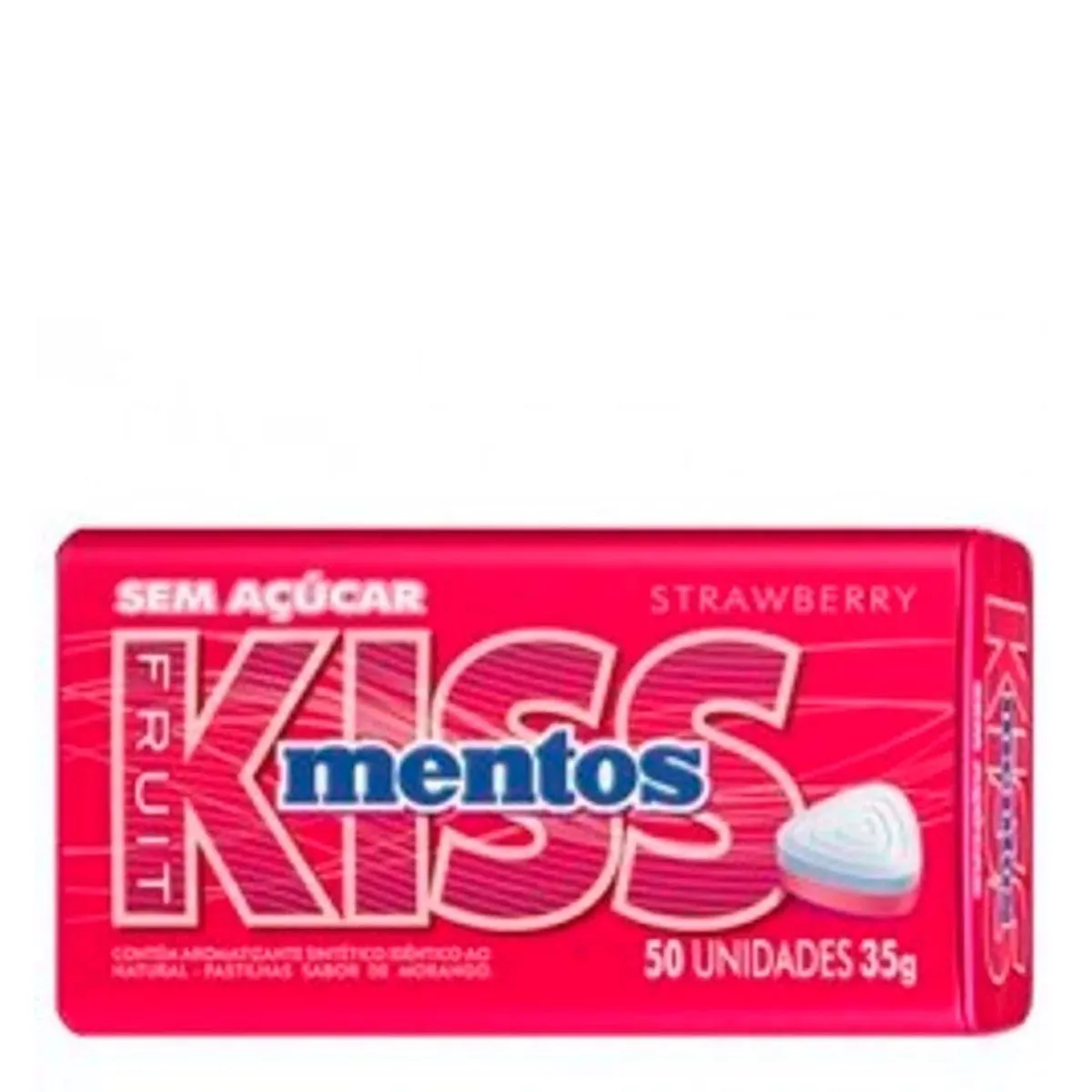 Pastilhas Sabor Morango MENTOS Kiss Fruit 35g com 50 Unidades