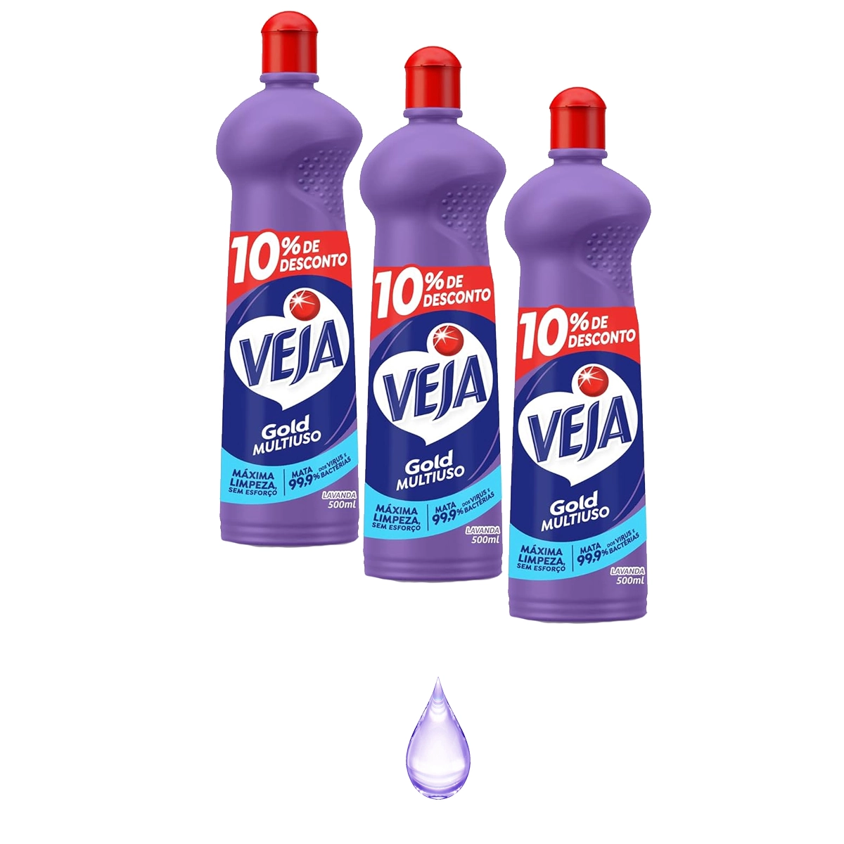 Limpador Veja Gold Multiuso Lavanda 500ml Kit 3