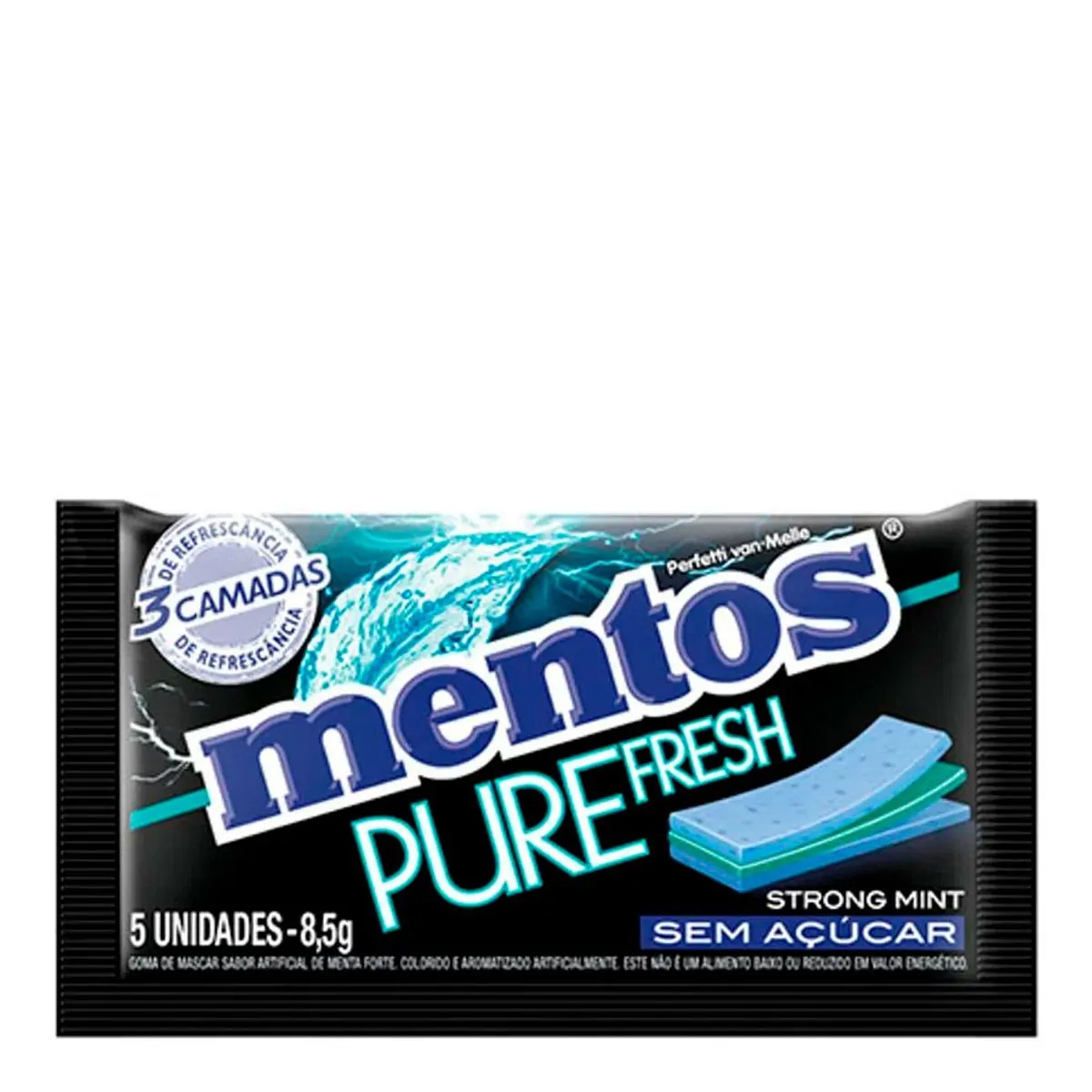Pack Goma De Mascar Menta Forte Zero Açúcar Mentos Pure Fresh Envelope 127,5g 15 Unidades