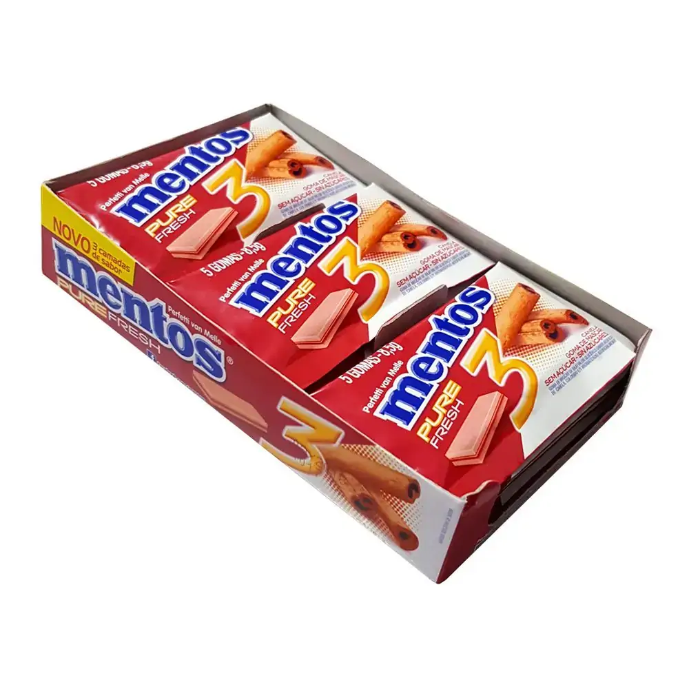 Pack Goma De Mascar Canela Zero Açúcar Mentos Pure Fresh Envelope 127,5g 15 Unidades