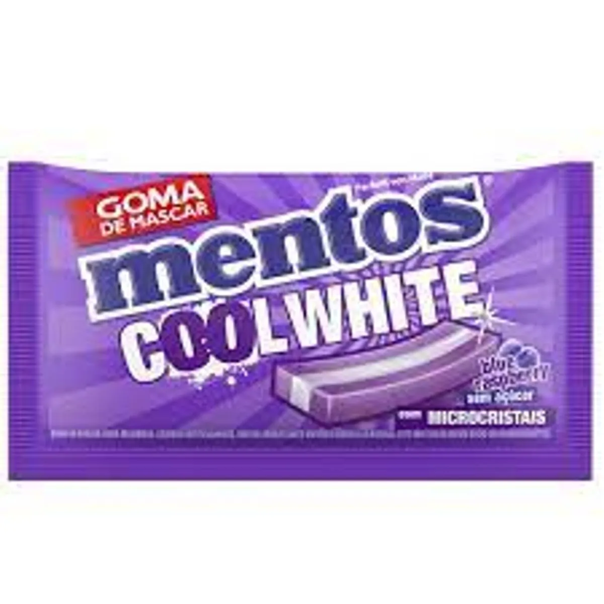 Goma de Mascar Zero Açúcar Sabor Blue Raspberry Mentos Cool White 8,5g