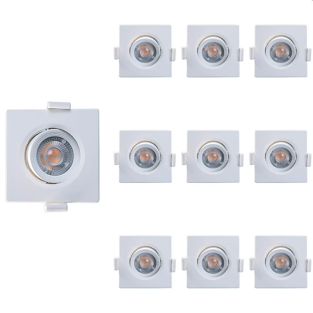 10 Spot De Led Taschibra Alltop Mr11 Quadrado 3w Bivolt 3000k Luz Amarela