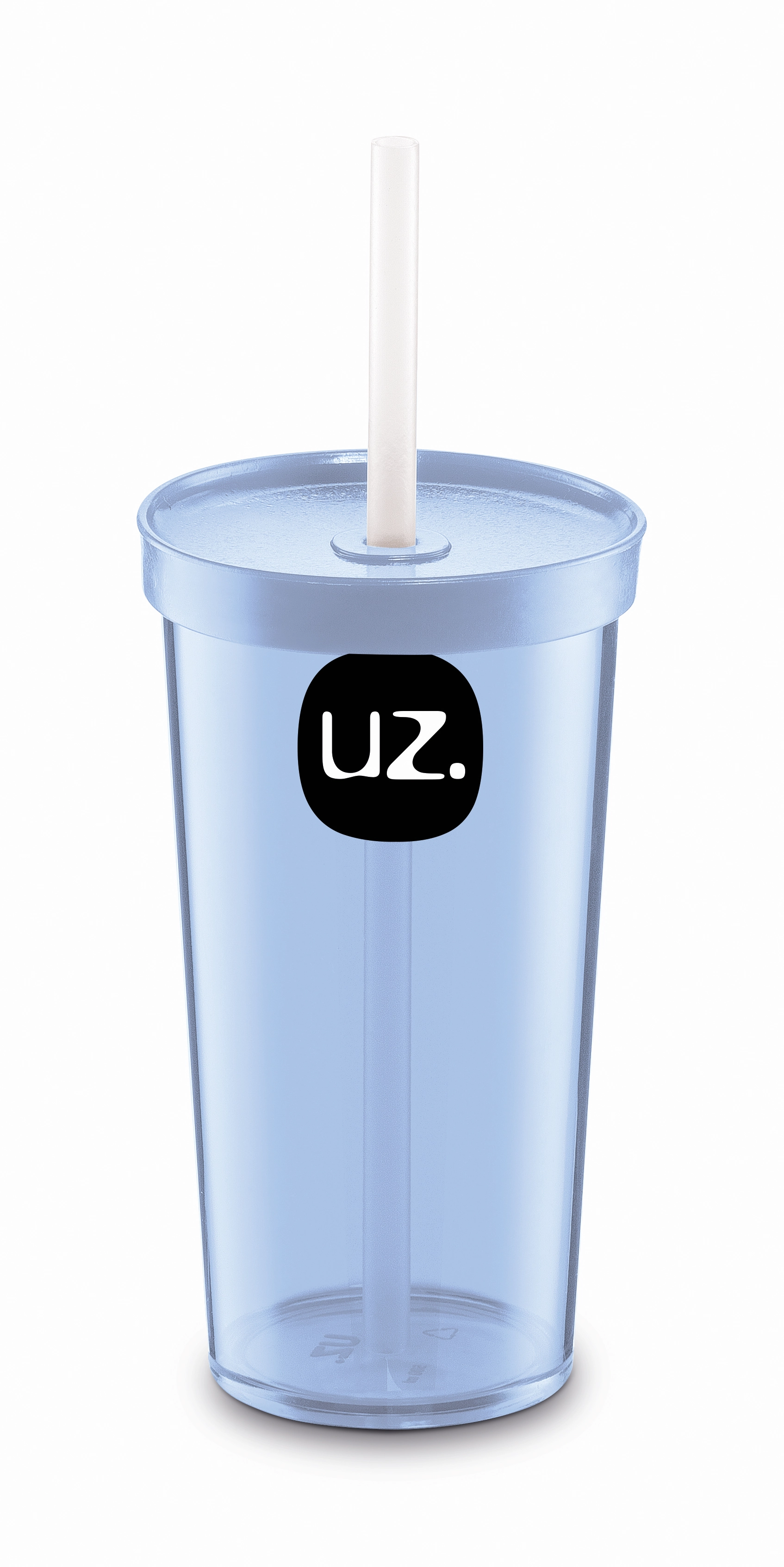 Copo C/canudo Uz 500ml Azul Plast