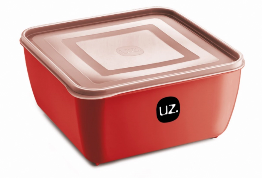 6 Multiuso Quadrado 5l Premium Vermelho Solido De Plastico