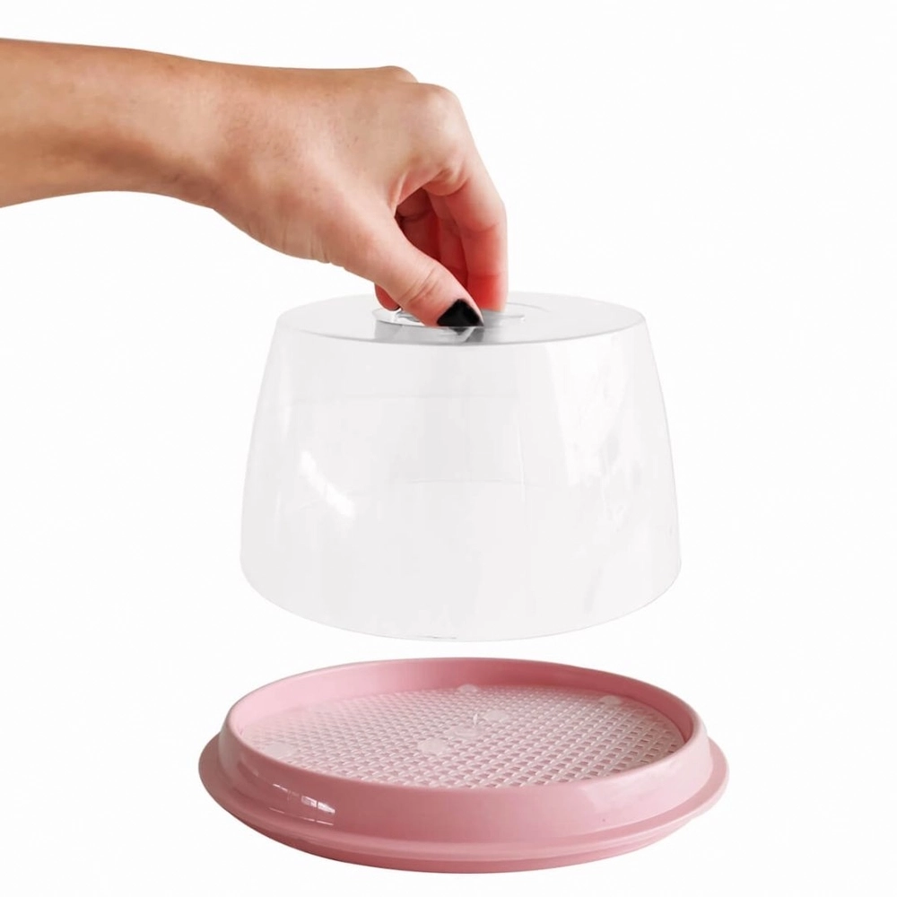 Queijeira Porta Queijo Frios Tampa Acrílico Transparente Uz Rosa Quartzo