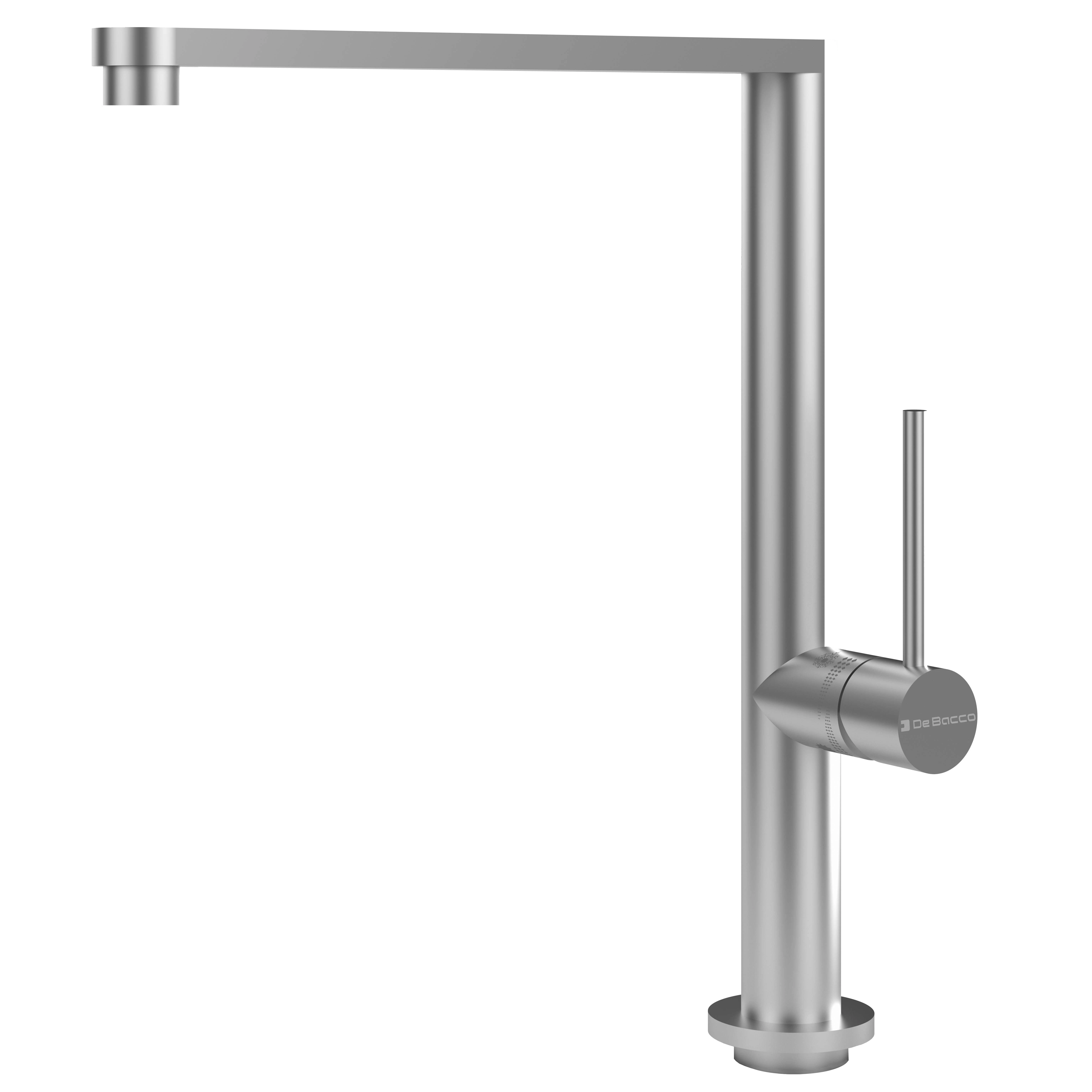 Torneira Monocomando de Pia para Cozinha com Bica Média Inox Escovado Misturador 200 Debacco