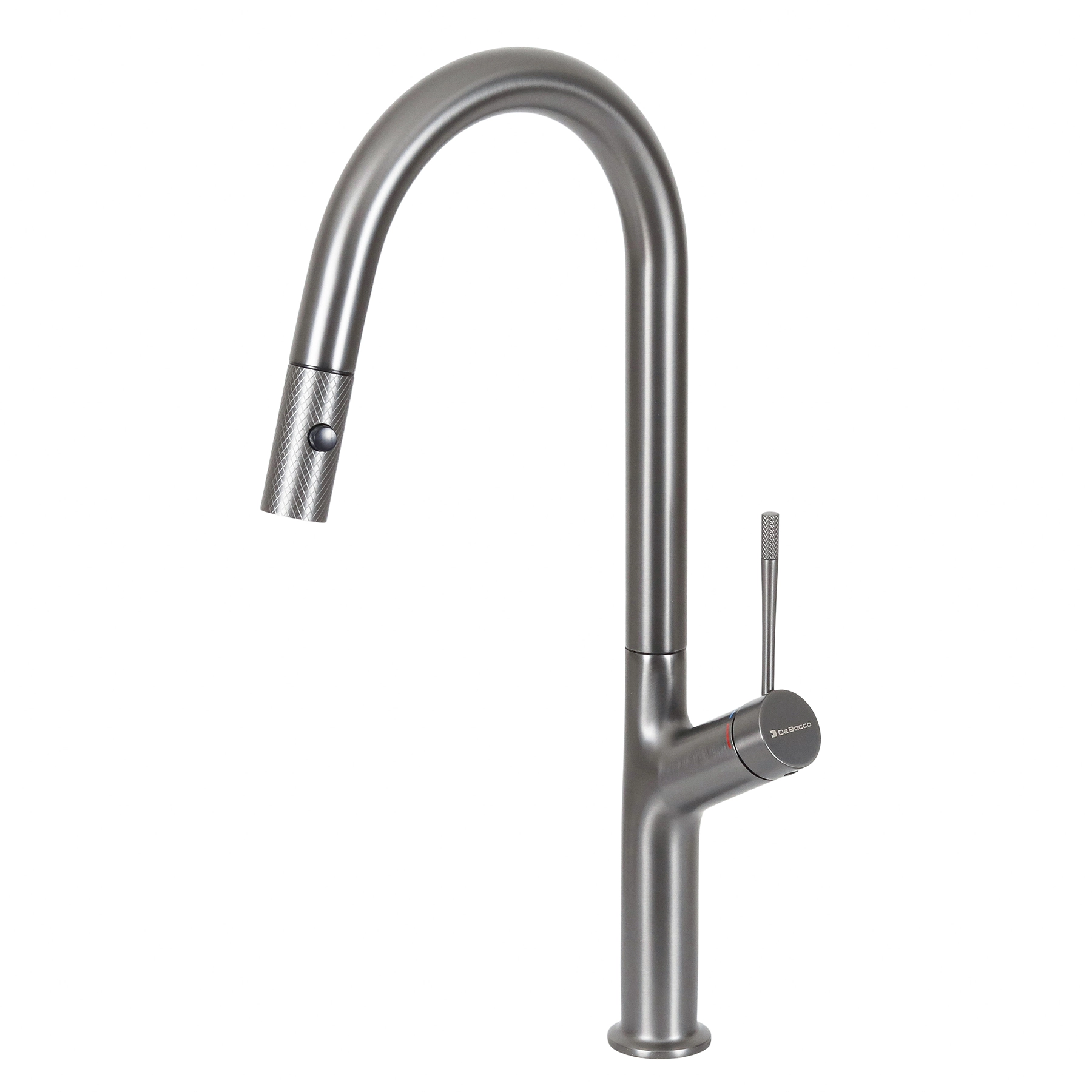 Torneira Monocomando Gourmet de Pia para Cozinha com Bica Alta Extensível Cinza Fosca Misturador 400 Debacco
