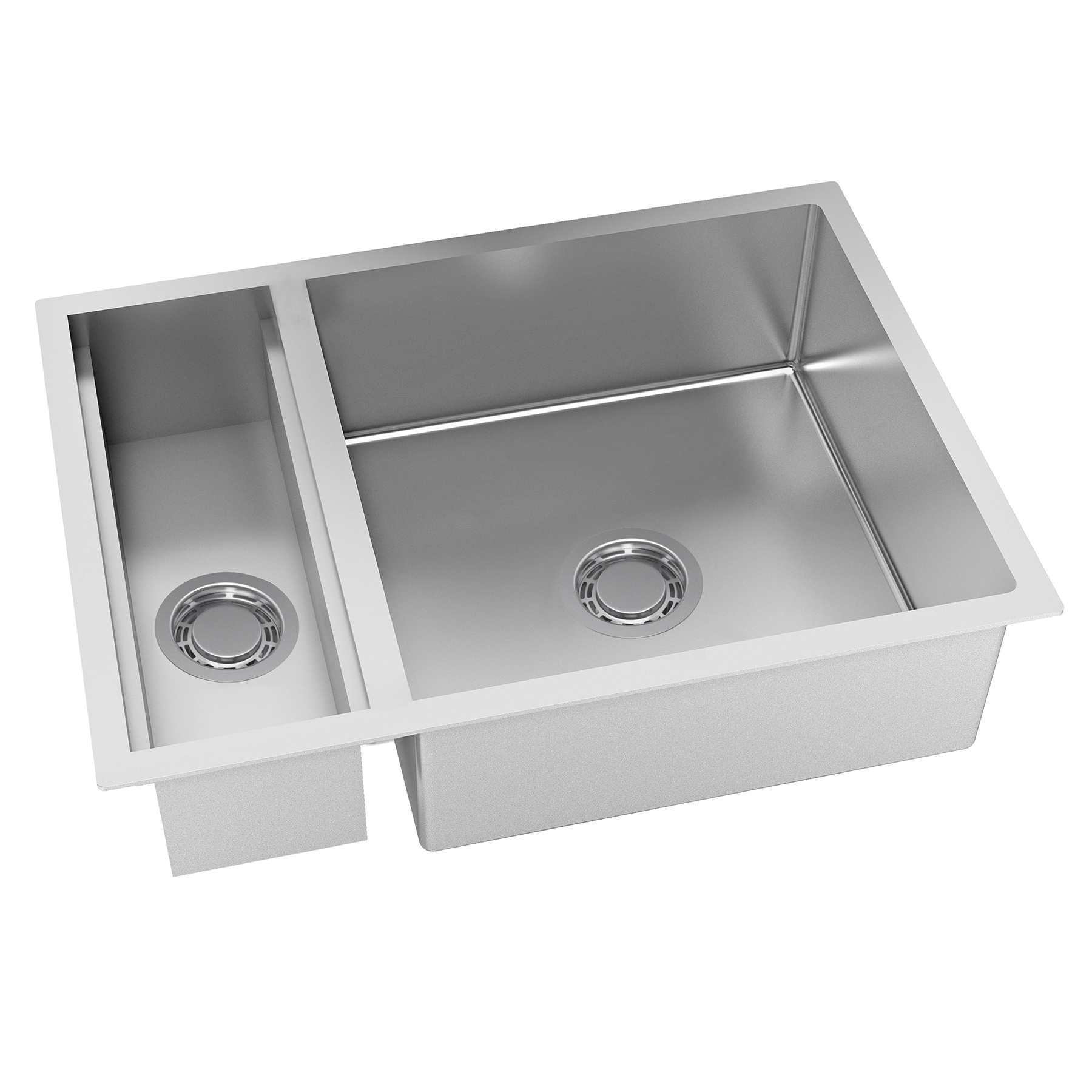 Cuba para Cozinha Dupla Embutir Aço Inox 304 Escovado 70x50x20cm 1,2mm 4.1/2" Quadratino Reversível com Canal Debacco