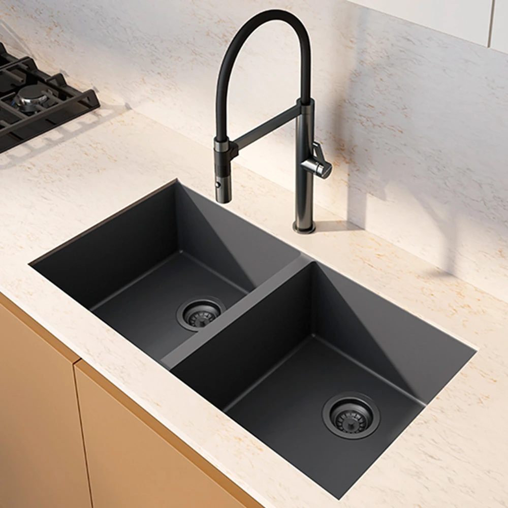 Cuba para Cozinha Simples de Embutir em Aço Inox Escovado Preto Quadrada 85x45x20cm 1mm 4.1/2" Primaccore Debacco