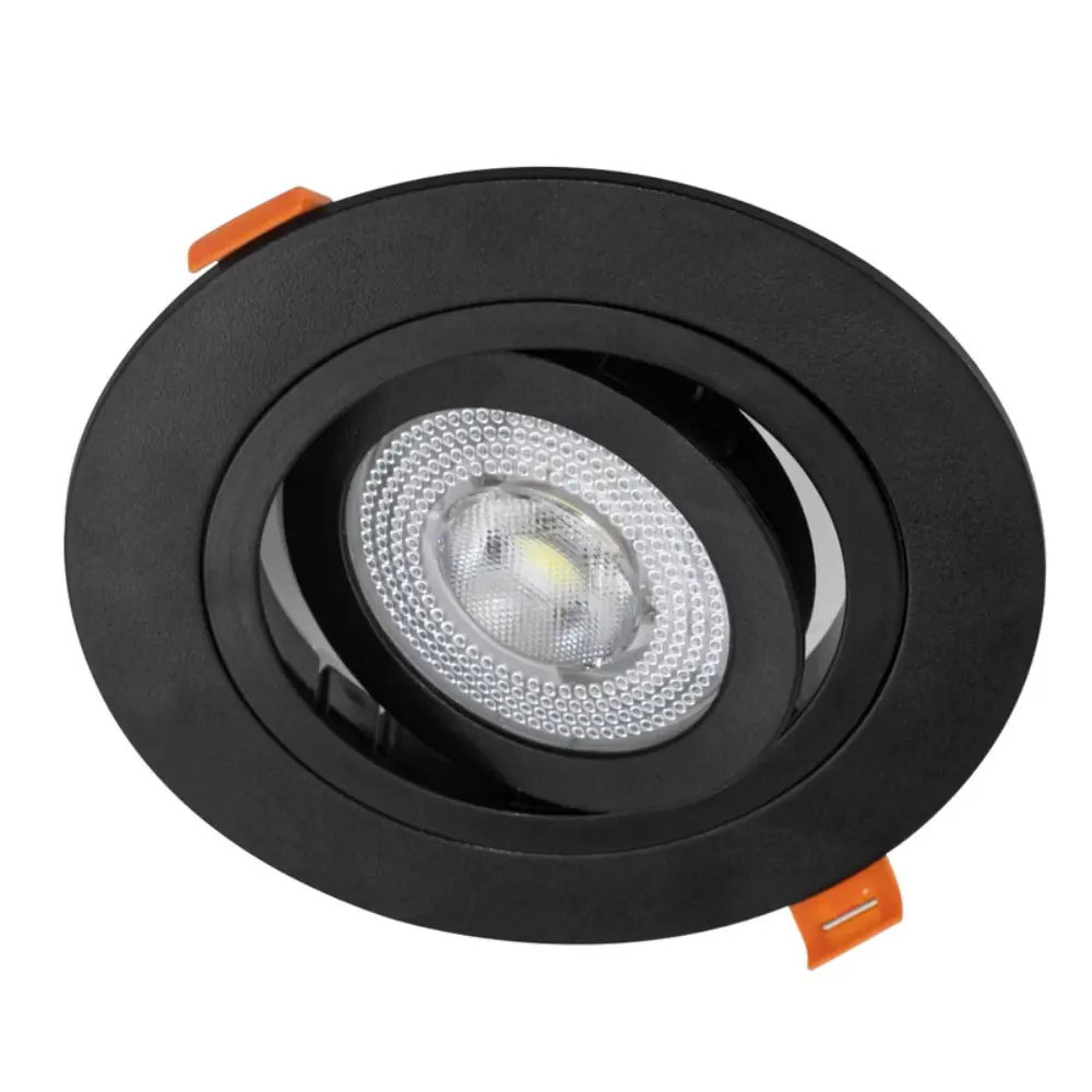 Spot Redondo Preto Led Integrado 5w Bivolt Branco Frio