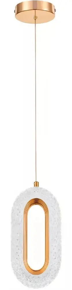 Pendente Anel De Cristal Oval Dourado Led 7W Bivolt Cor Ajustável No Interruptor