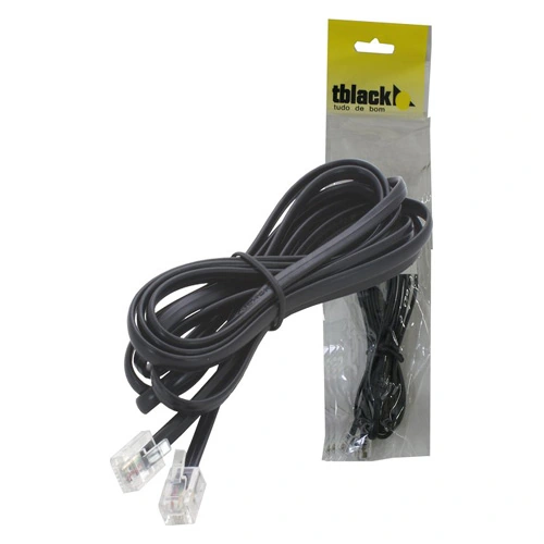 Cabo para Telefone Liso 6P4C 2Metros Preto Tblack