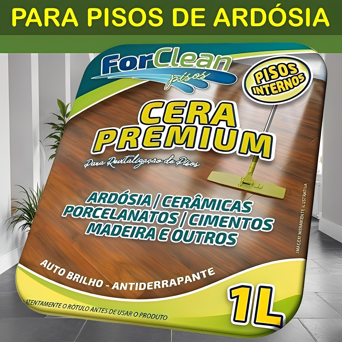 Cera Para Piso de Ardósia - Deixa suave Fragrância no Ambiente - Frasco de 1 Litro