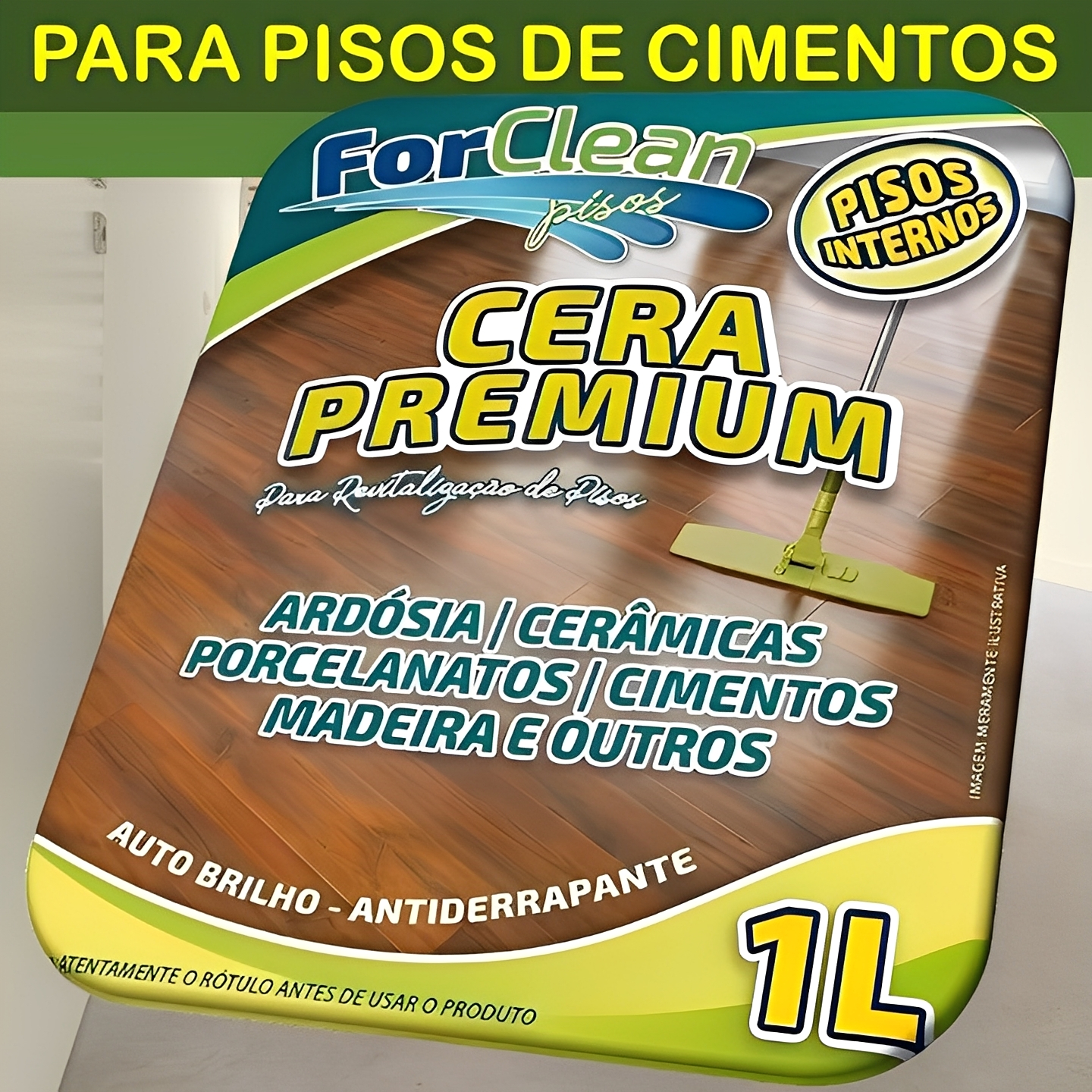 Cera Para Piso de Cimento Queimado Frasco de 1 Litro Deixa suave Fragrância no Ambiente