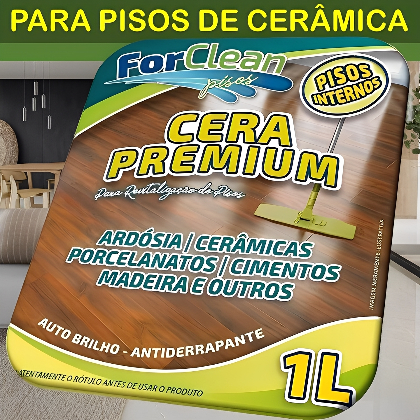 Cera Para Piso de Cerâmica -Deixa suave Fragrância no Ambiente - Frasco de 1 Litro