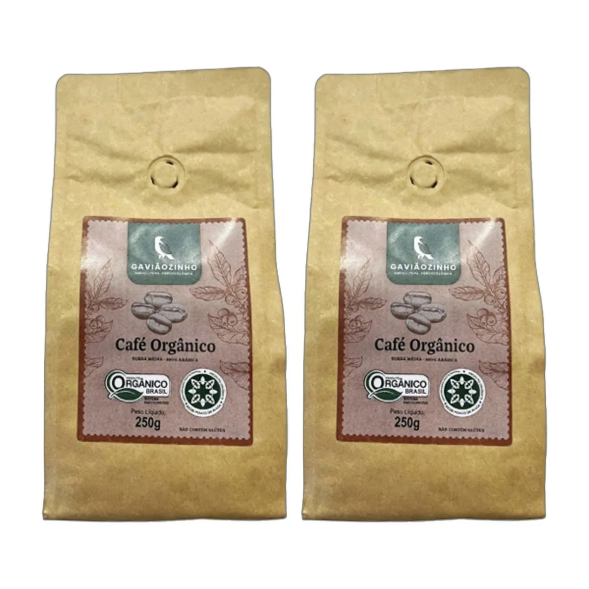 Kit 2X: Café do Cerrado Moído Gourmet Orgânico Gaviãozinho 250g
