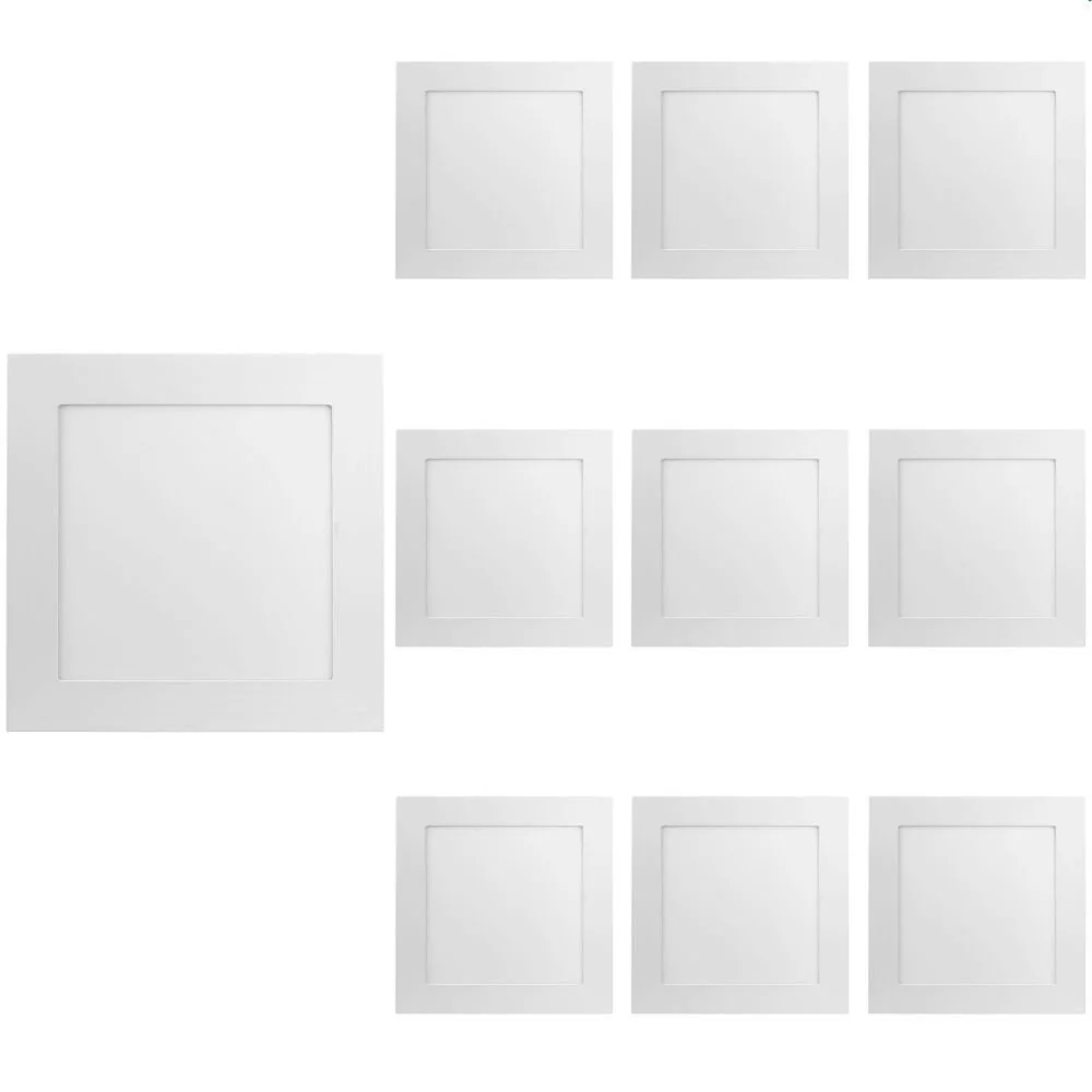 10 Painel De Led Save Energy Quadrado De Embutir 25w Bivolt Branco 6500k Luz Branca