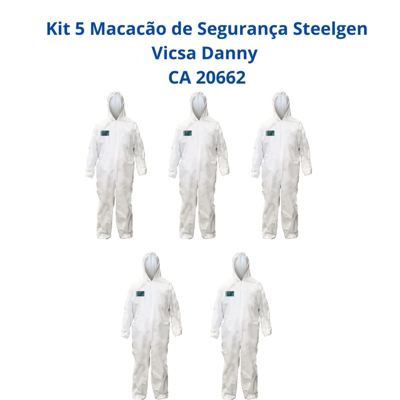 Kit 5 Macacões De Segurança Steelgen Vicsa Danny Epi Proteção Ca 20662 Xg