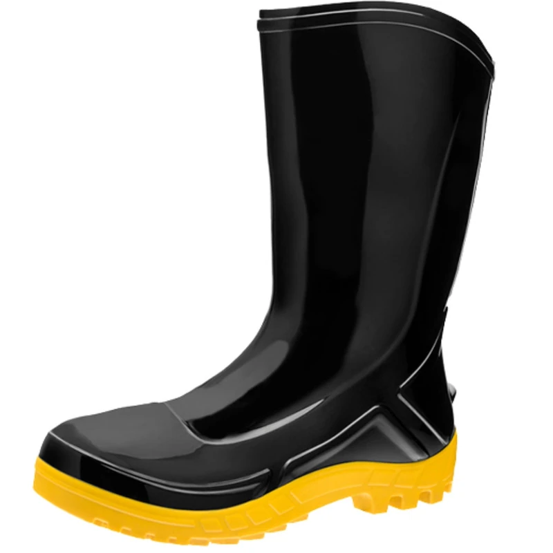 Bota Segurança Pvc Vulcaflex Cano Médio S/ Forro S/ Bico 110vflex Proteção Epi Marluvas Ca 42291 Preto E Amarelo 36