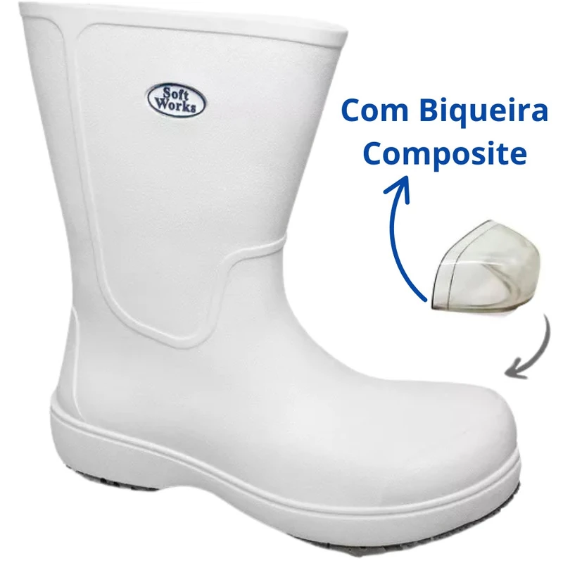 Bota Segurança Eva Cano Longo Biqueira Composite Bb86 Soft Works Epi Proteção Ca 39347 38 Branca