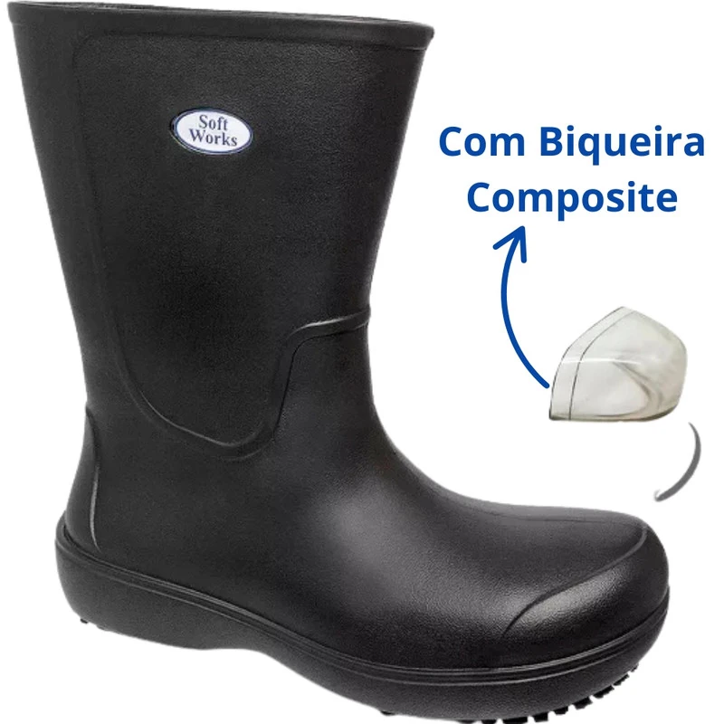 Bota Segurança Eva Cano Longo Biqueira Composite Bb86 Soft Works Epi Proteção Ca 39347 34 Preta