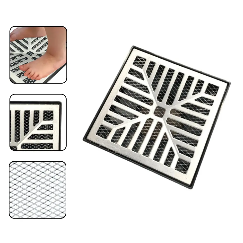 Ralo Côncavo 19x19cm Anti Insetos Em Alumínio Com Caixa Coletora Saída Para Baixo