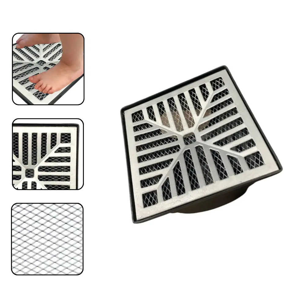 Ralo Côncavo 19x19cm Anti Insetos Em Alumínio Com Caixa Coletora Saída Lateral