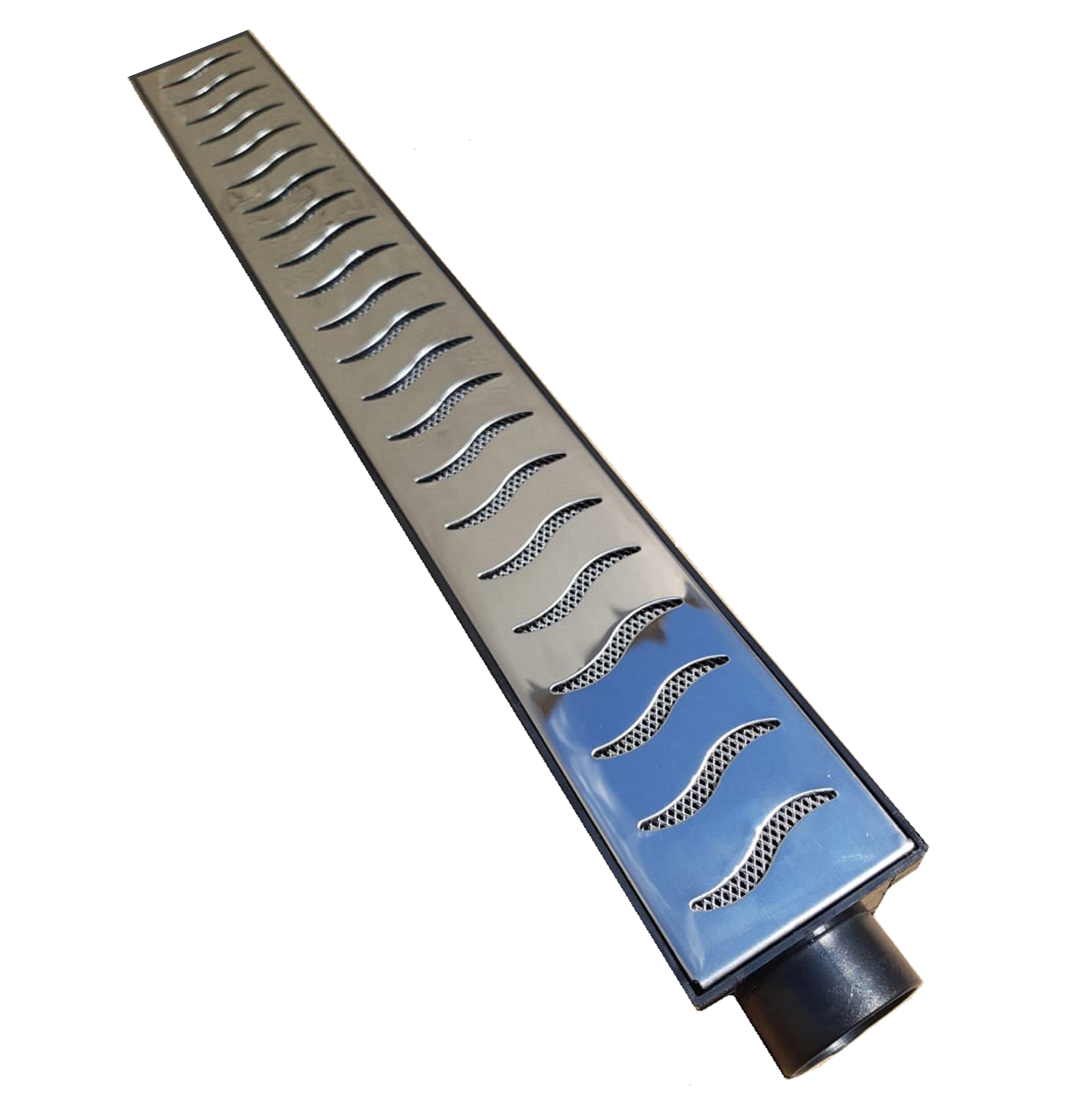 Ralo Linear 6x50cm Sifonado Anti Insetos Com Grelha Inox Polido E Coletora Preta