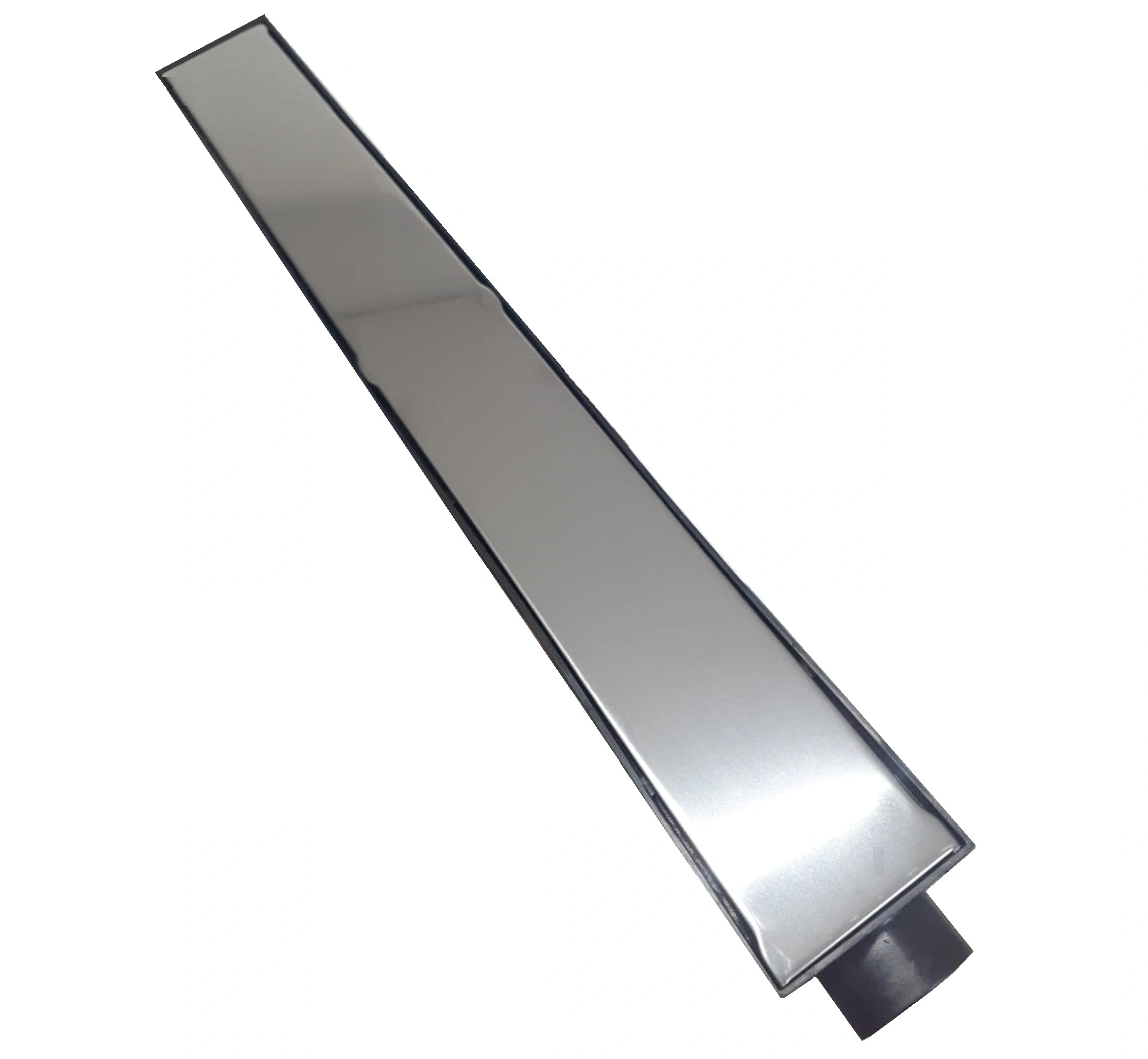 Ralo Linear Oculto 6x50cm Sifonado Grelha Cega Inox Polido E Coletora Preta