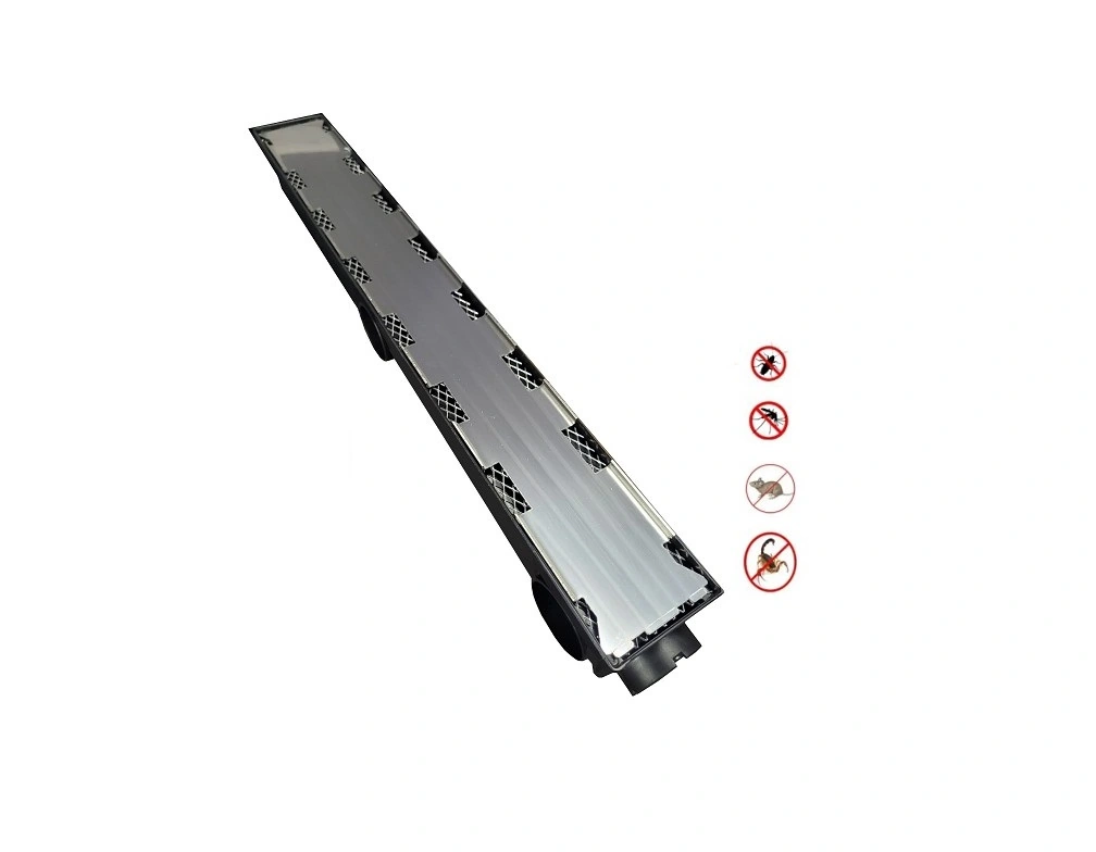 Ralo Linear 6x50cm Invisível Sifonado Anti Insetos Com Base Em Inox Para Colar Piso Ou Porcelanato