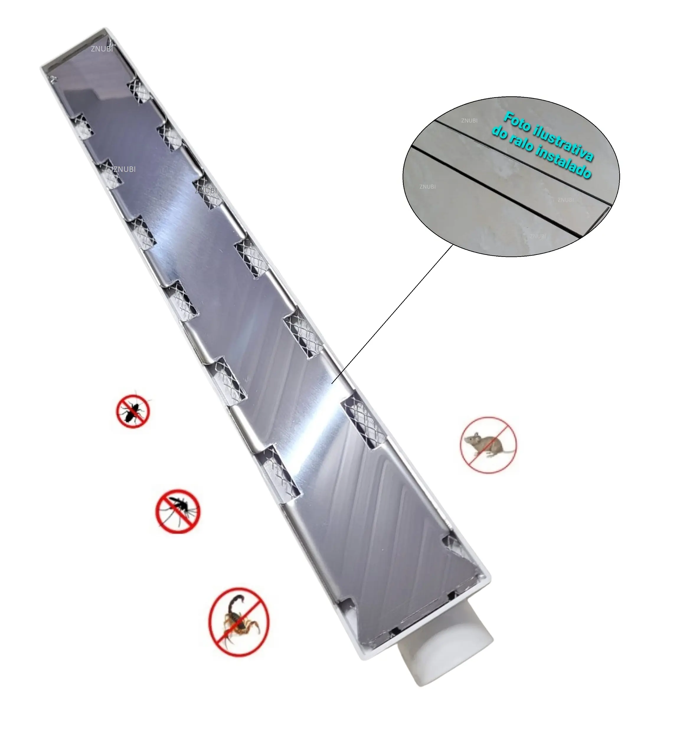Ralo Banheiro Linear Oculto 6x50 Invisível(piso) Com Tela