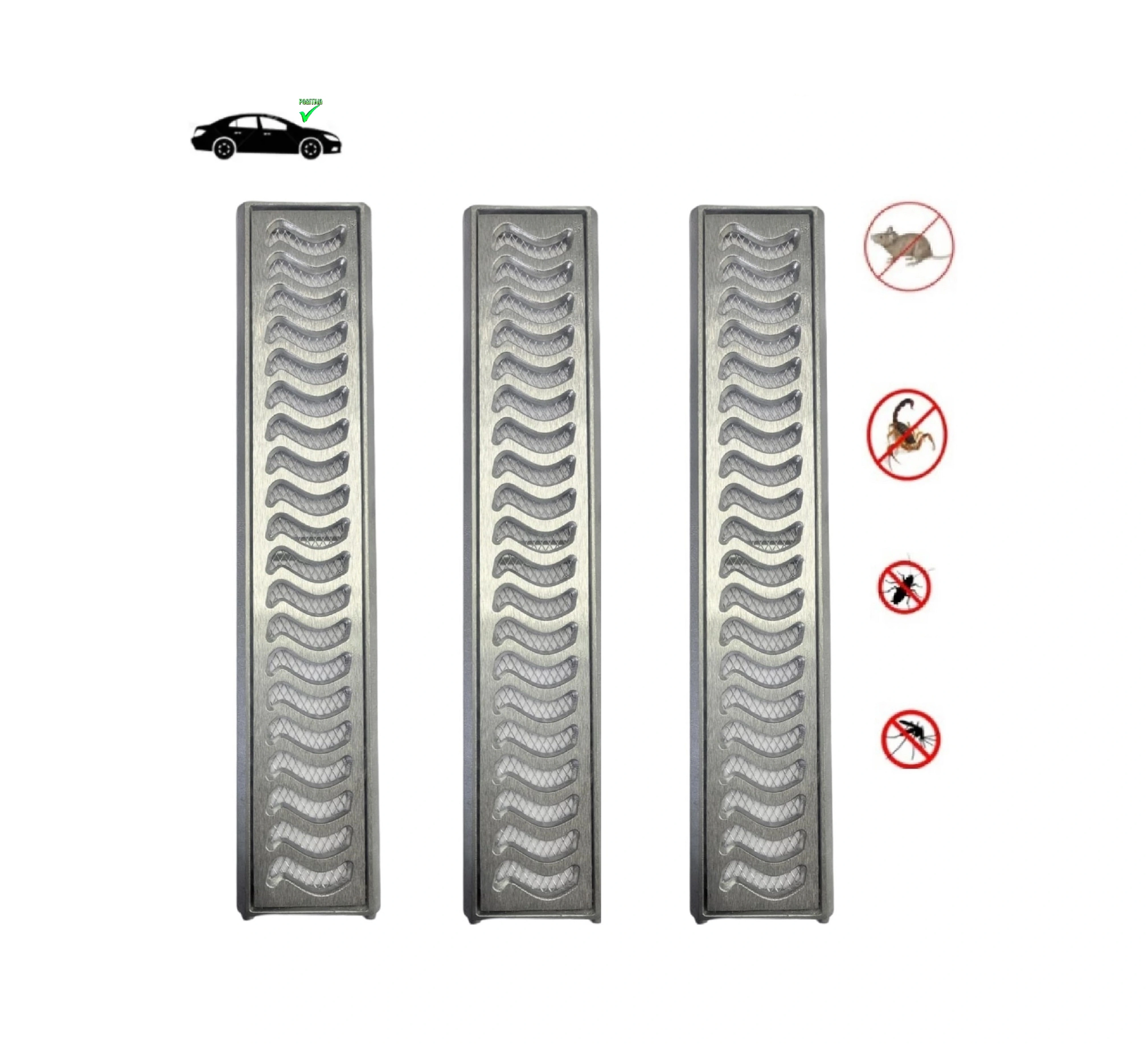 Ralo Grelha Linear Elite 10x150cm Em Alumínio Anti Inseto Com Aro De Fixação (03 Peças 10x50cm)