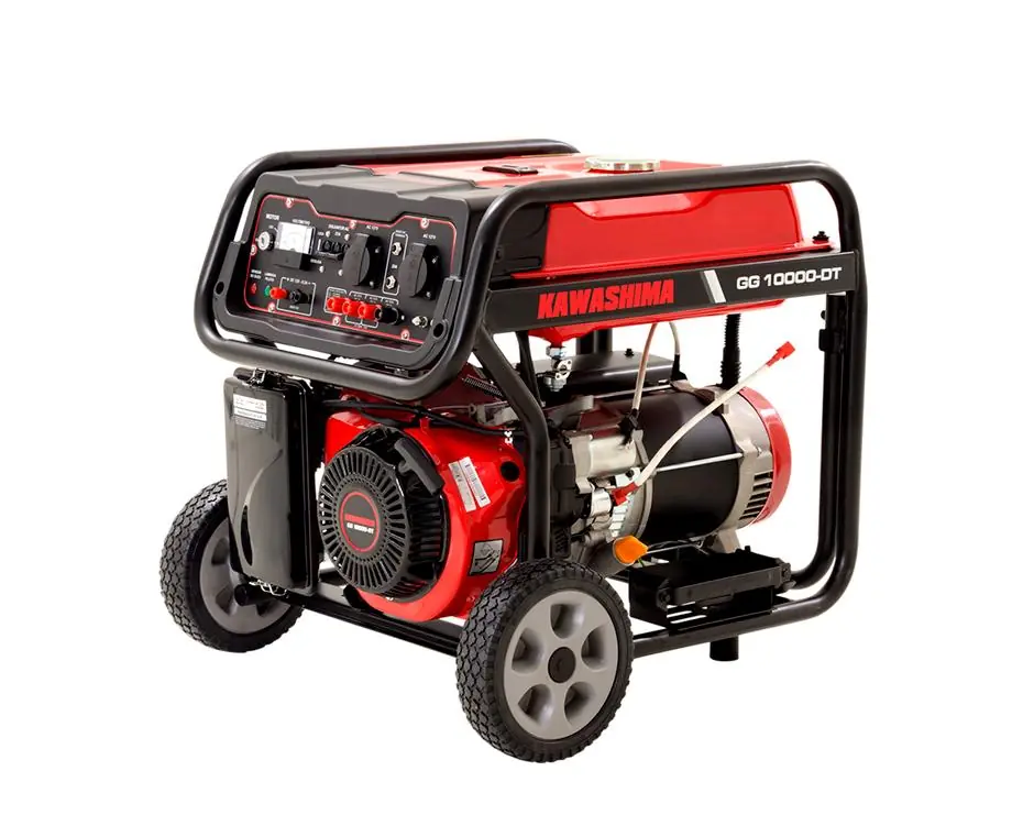 Gerador À Gasolina Kawashima Gg10000dt 9,0kw Avr Dig Trifase 220 127 Motor 16hp Partida Elétrica Com Rodas