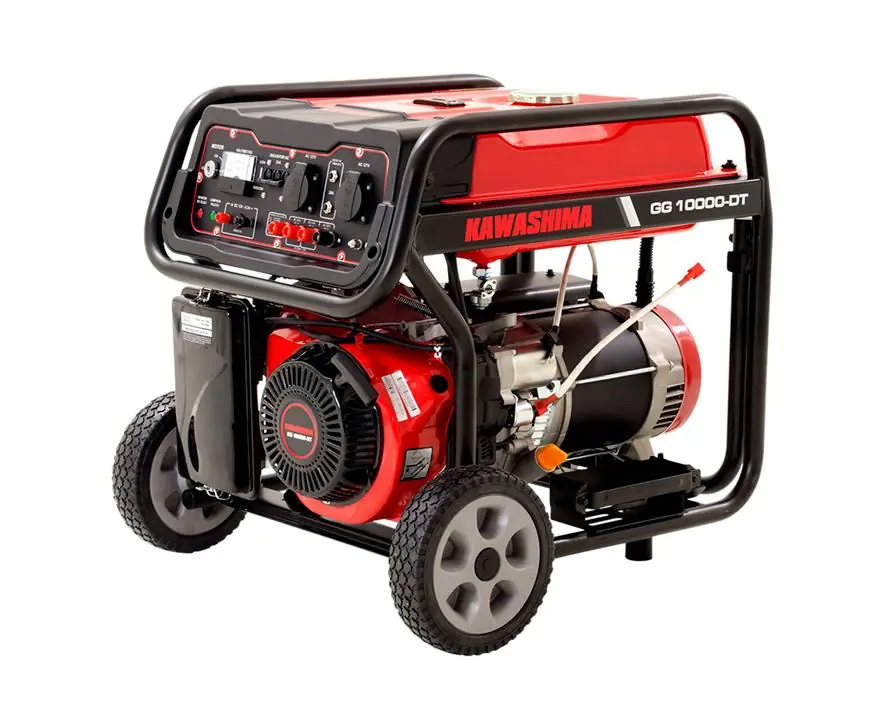 Gerador À Gasolina Kawashima Gg10000dt 9,0kw Avr Dig Trifase 380 220 Motor 16hp Partida Elétrica Com Rodas