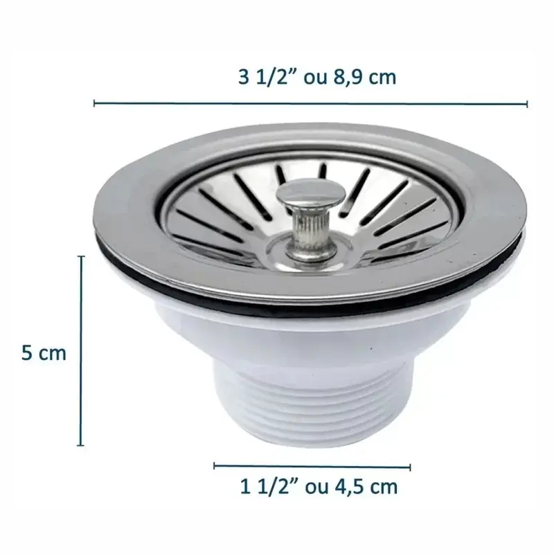 Válvula Para Pia De Cozinha Inox 3.1/2" Casagrande Mundial