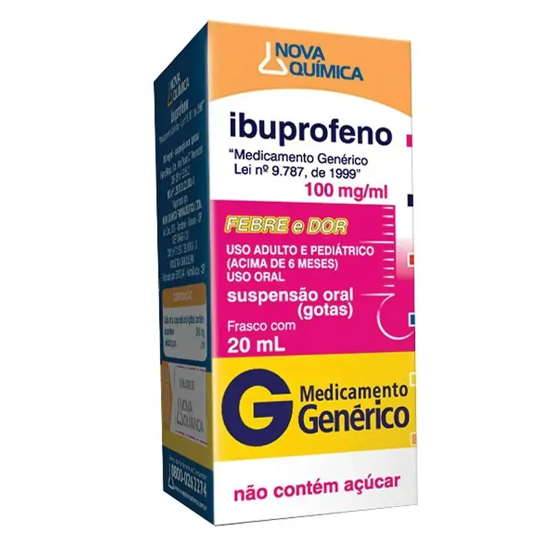 Ibuprofeno 100 Mg/ml Suspensão Oral Novaquímica Genérico
