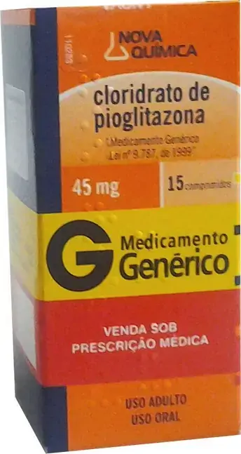 Cloridrato De Pioglitazona 45 Mg 15 Comprimidos Novaquímica Genérico