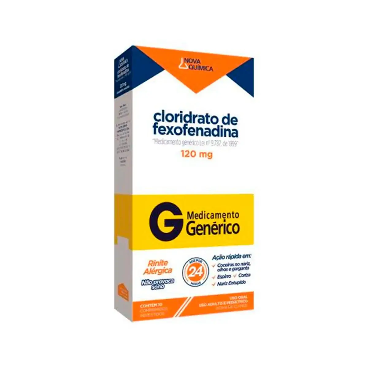 Cloridrato De Fexofenadina 120mg Nova Química Caixa 10 Comprimidos Revestidos