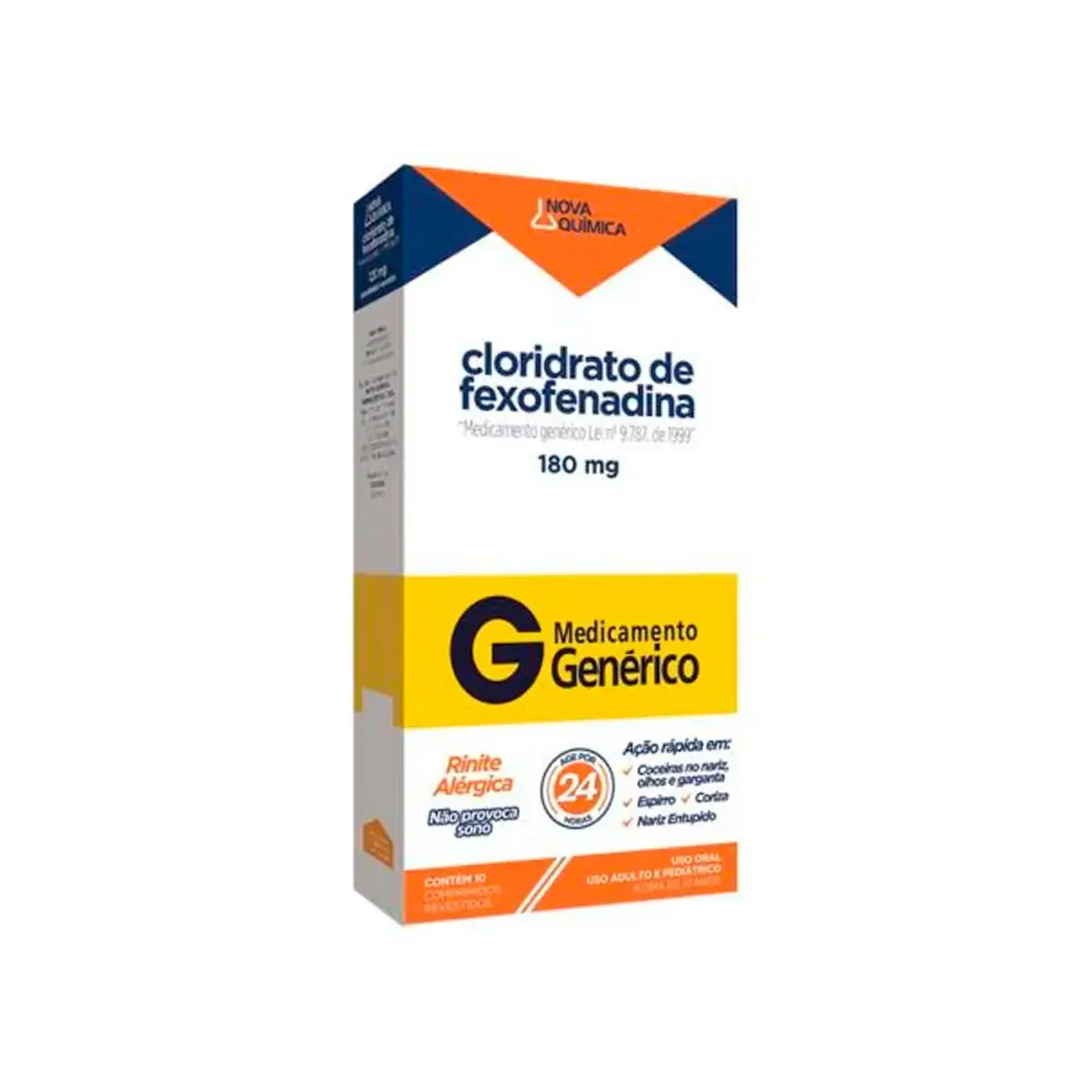 Cloridrato De Fexofenadina 180mg Nova Química Caixa 10 Comprimidos Revestidos
