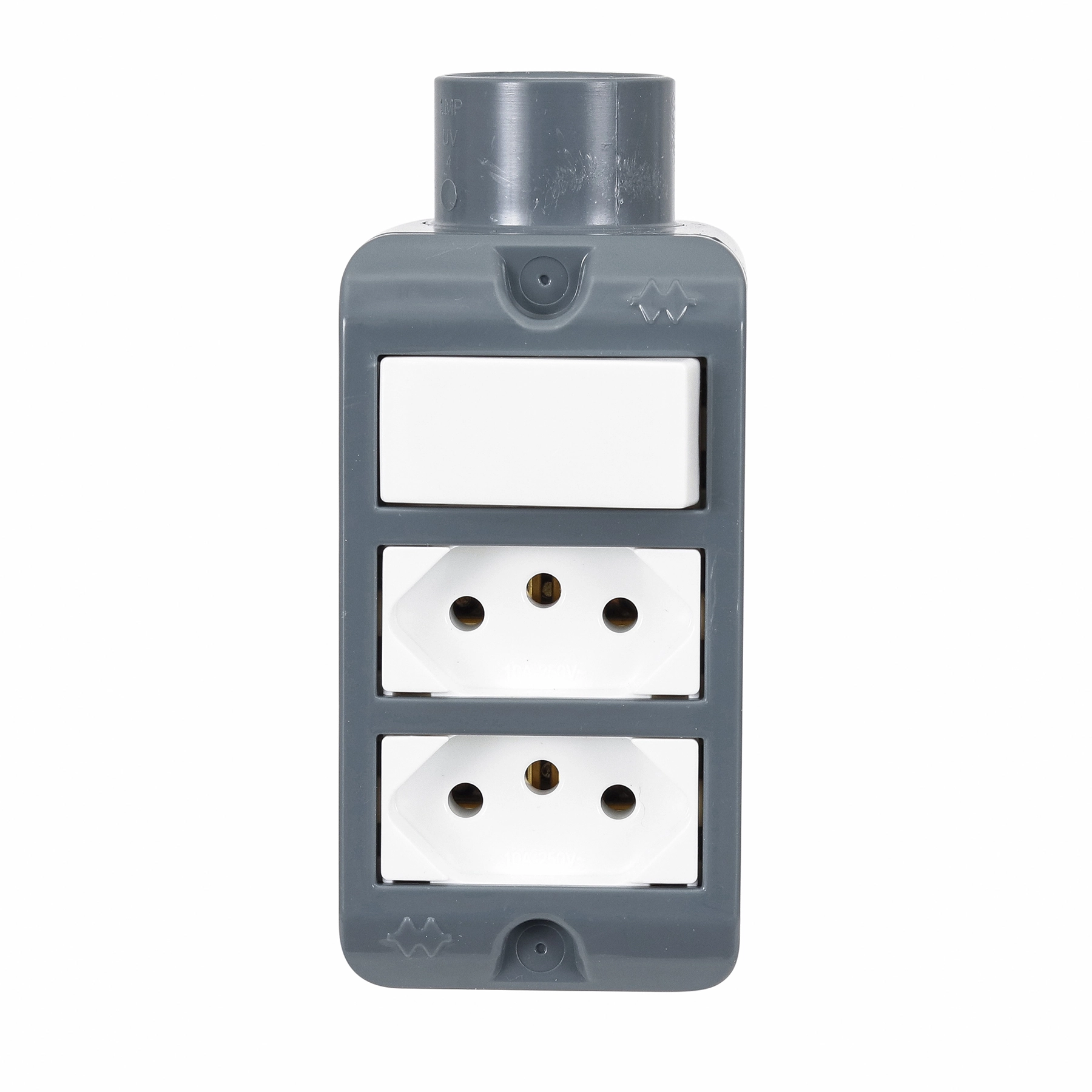 Conjunto Condulete 3/4" 2 Tomadas 10A 1 Interruptor PVC Wetzel