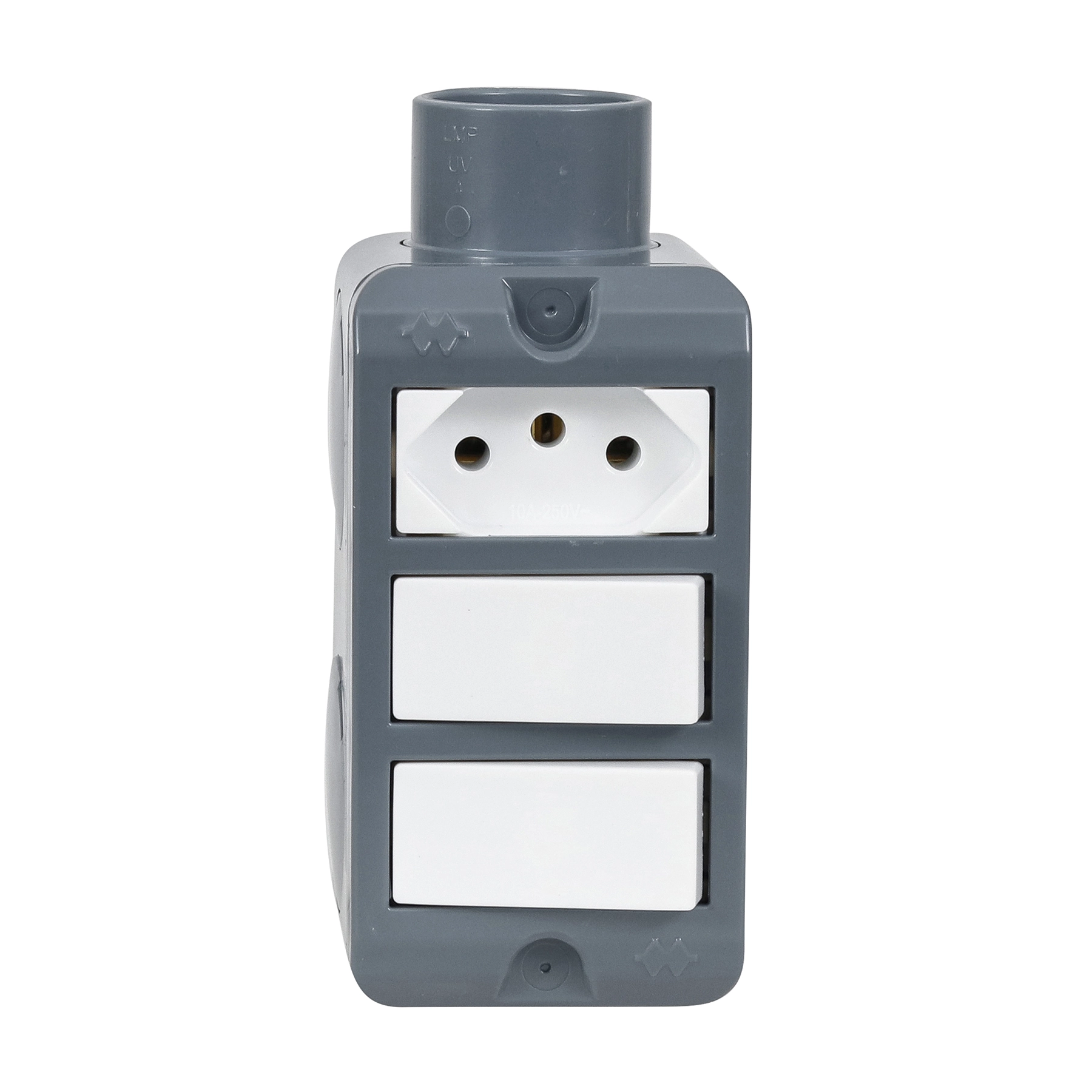 Conjunto Condulete 3/4" 1 Tomada e 2 Interruptores 10A PVC