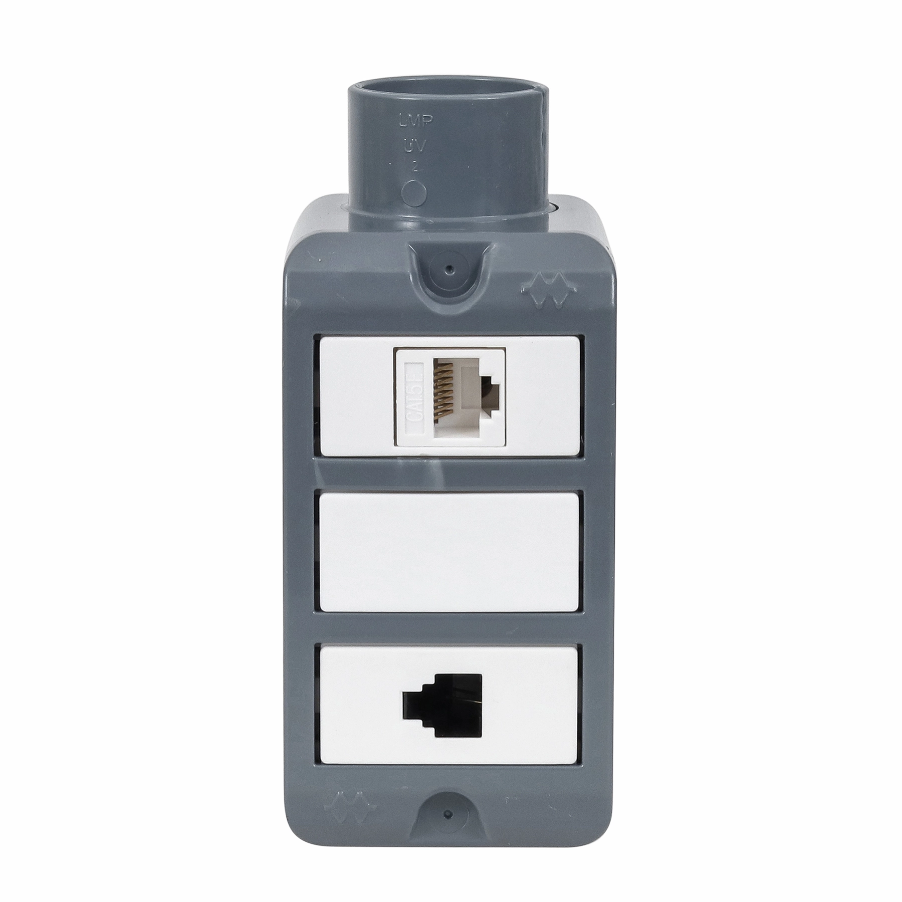 Conjunto Condulete 3/4" 1 RJ45 + 1 RJ11 PVC Wetzel