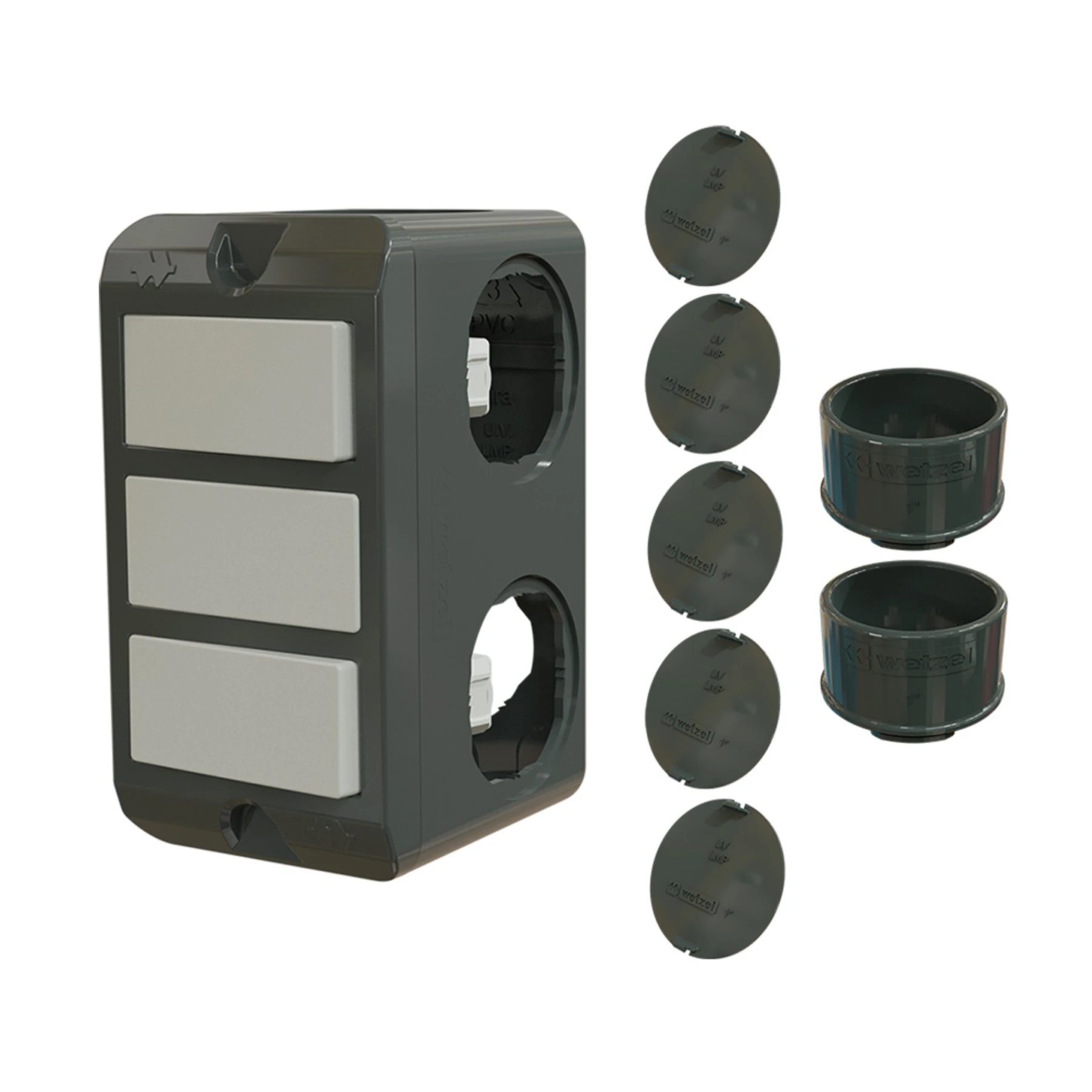 Combo Poliwetzel PVC 3/4" com 2 Interruptores 2 Conectores e 5 Tampões Wetzel