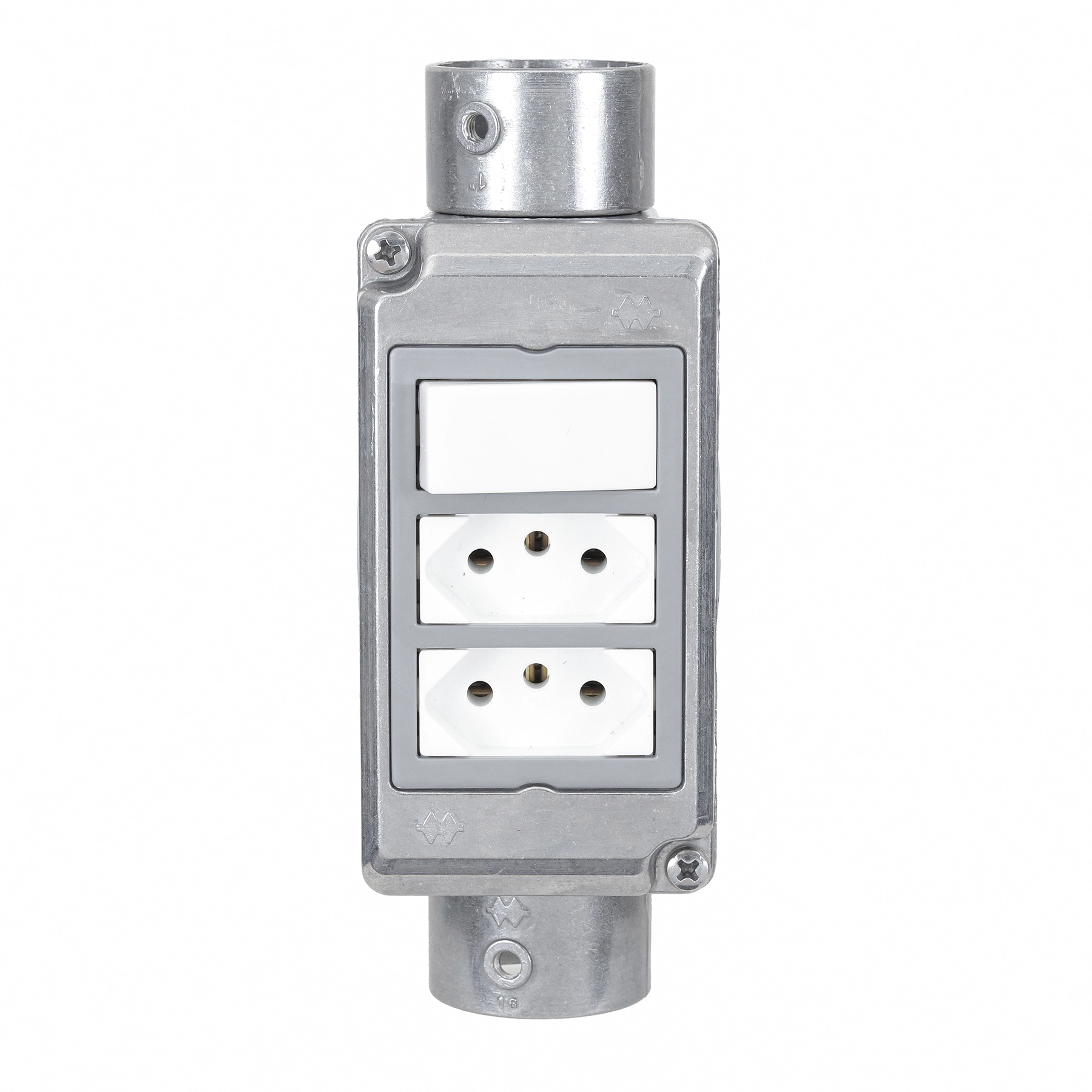 Conjunto Condulete 1" 2 Tomadas + Interruptor Simples Tipo XPW