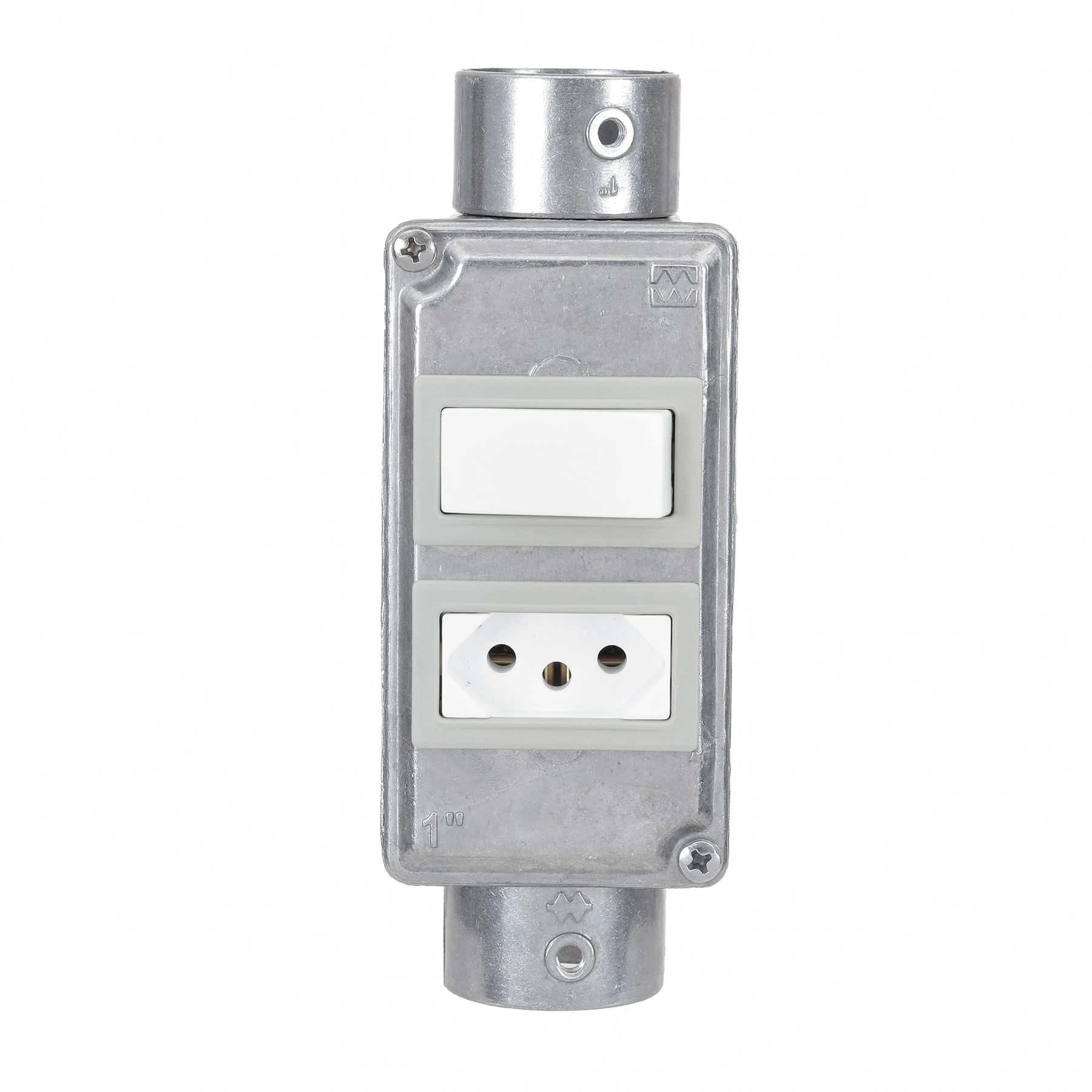 Conjunto Condulete 1" 1 Tomada + Interruptor Paralelo Tipo XPW