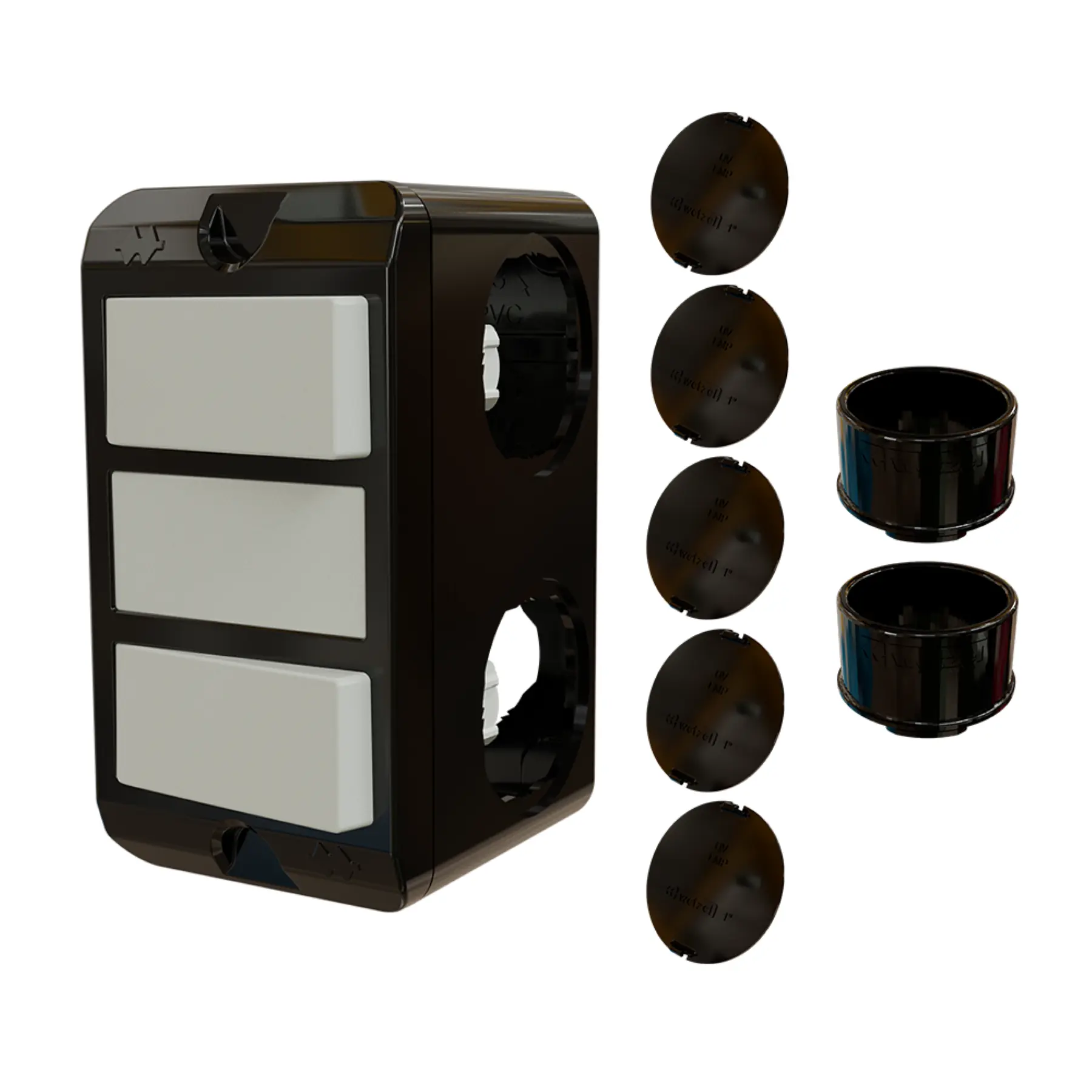 Combo Poliwetzel 3/4" PVC 2 Interruptores Simples 2 Conectores 5 Tampões Preto Wetzel